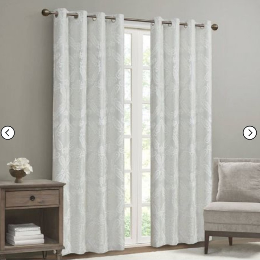 White Blackout Curtains Floor-Length 2 Sets (Includes Two Magnet Curtain Ties)